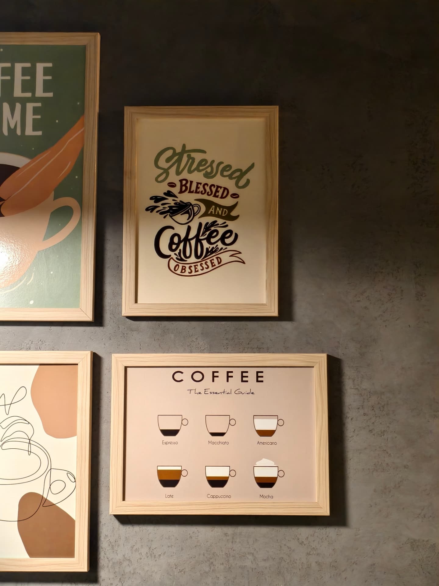 Framed coffee artwork inside O’Co