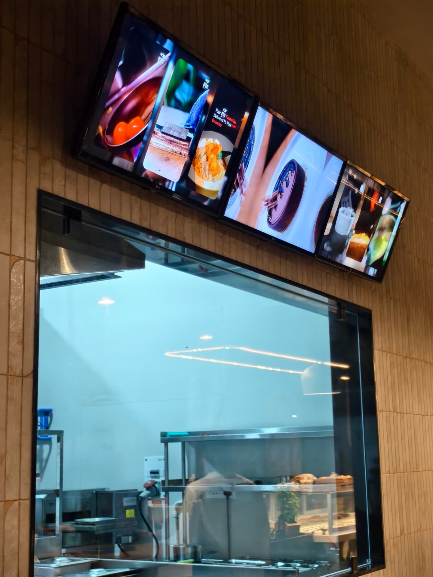 The kitchen window beneath O’Co’s overhead display